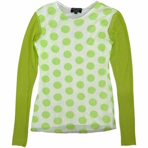 Y2K Vintage Micro Mesh Polka Dot Long Sleeve Top